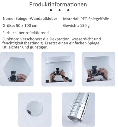 GlanzSicher Unzerbrechlicher Spiegel | Flexible PET-Spiegelfolie | Bruchsicher, kindersicher & selbstklebend