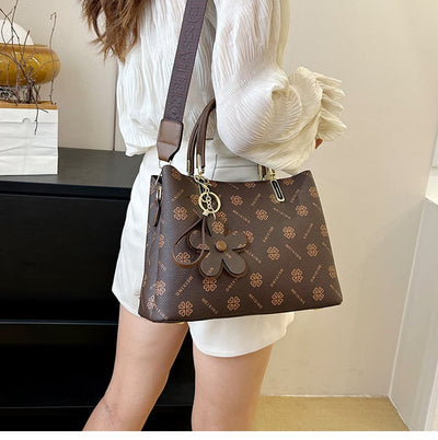 Vintage Handtasche für Damen | Blumendruck | PU-Leder