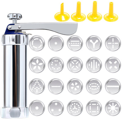 Kekspresse Set aus Aluminium | 20 Formen & 4 Düsen | Einfach zu Reinigen