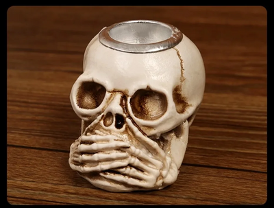 TotenkopfGlühen™ Skullight 3pc Halloween Schädel Kerzenständer Set