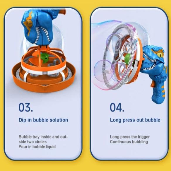 Dinosaurier Seifenblasen Blaster | Tragbar & Leise | Kindersicheres ABS