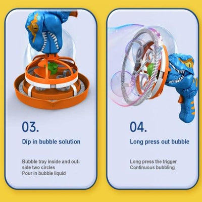 Dinosaurier Seifenblasen Blaster | Tragbar & Leise | Kindersicheres ABS