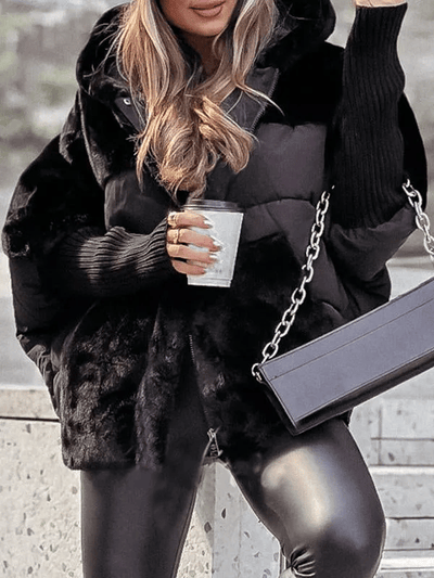 Damen Winterjacke | Lockerer Schnitt | Gefütterte Steppjacke mit Fell-Details