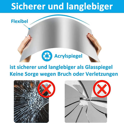 GlanzSicher Unzerbrechlicher Spiegel | Flexible PET-Spiegelfolie | Bruchsicher, kindersicher & selbstklebend