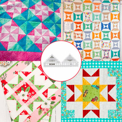 Patchwork Lineal 90° Doppelstreifen | Präzises Quilten | Zuschneiden von Dreiecken & Trapezen