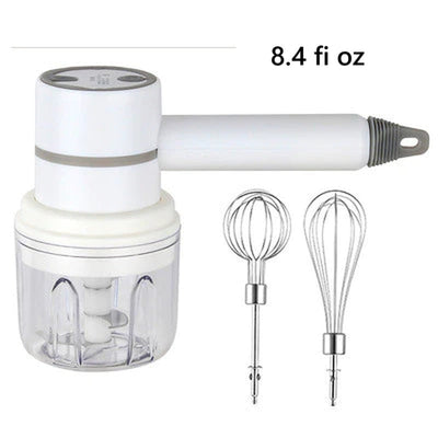 Kabelloser Handmixer | 3 Geschwindigkeiten | Wiederaufladbar | Edelstahlbesen