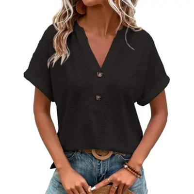 VitaBloom™ – Kurzärmlige Sommerbluse für Damen mit V-Ausschnitt