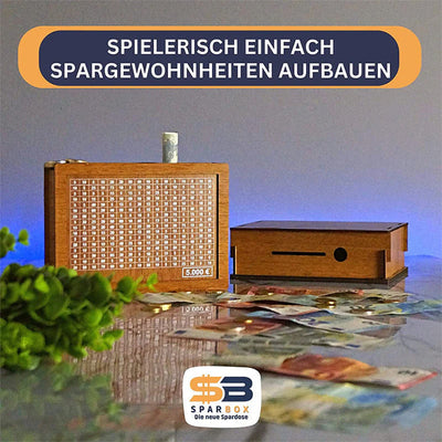 MünzTresor™ Sparschwein aus Holz mit Zähler