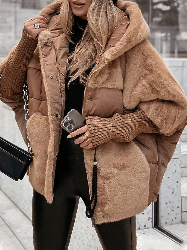 Damen Winterjacke | Lockerer Schnitt | Gefütterte Steppjacke mit Fell-Details