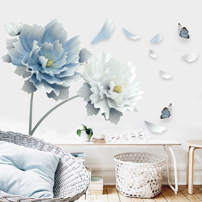 Blume Kreative Wanddekoration | 3D Effekt | Selbstklebend & Wiederverwendbar | PVC Wandsticker Set