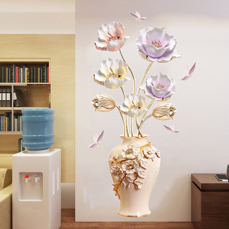 Blume Kreative Wanddekoration | 3D Effekt | Selbstklebend & Wiederverwendbar | PVC Wandsticker Set