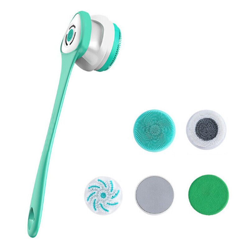 Elektrische Duschbürste | Rotierende Reinigungsbürste mit langem Griff | Peeling & Massage | Wasserdicht