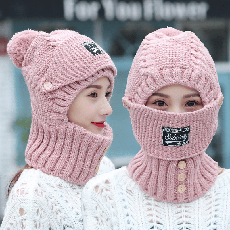 Damen Wintermütze mit Schal | 2-in-1 Set | Flauschiges Futter | Eine Größe