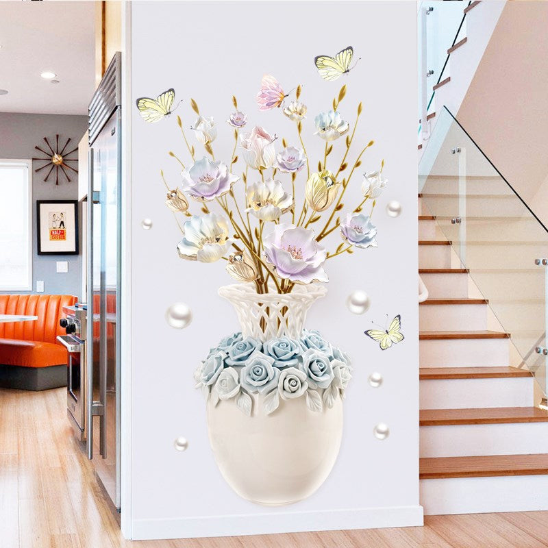 Blume Kreative Wanddekoration | 3D Effekt | Selbstklebend & Wiederverwendbar | PVC Wandsticker Set