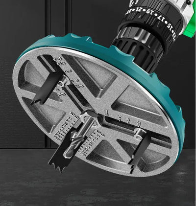 Verstellbarer Lochbohrer | Präzise Lochsäge mit Dreifach-Klinge | Nylon & Zink-Alu Legierung | Inkl. Zubehör