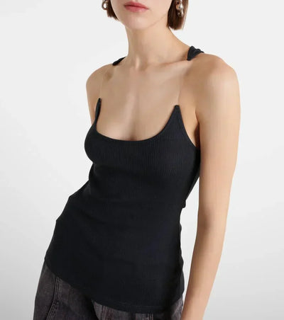 Damen Bandeau Top | Schulterfrei | Geripptes Baumwoll-Design | Figurbetont & Atmungsaktiv