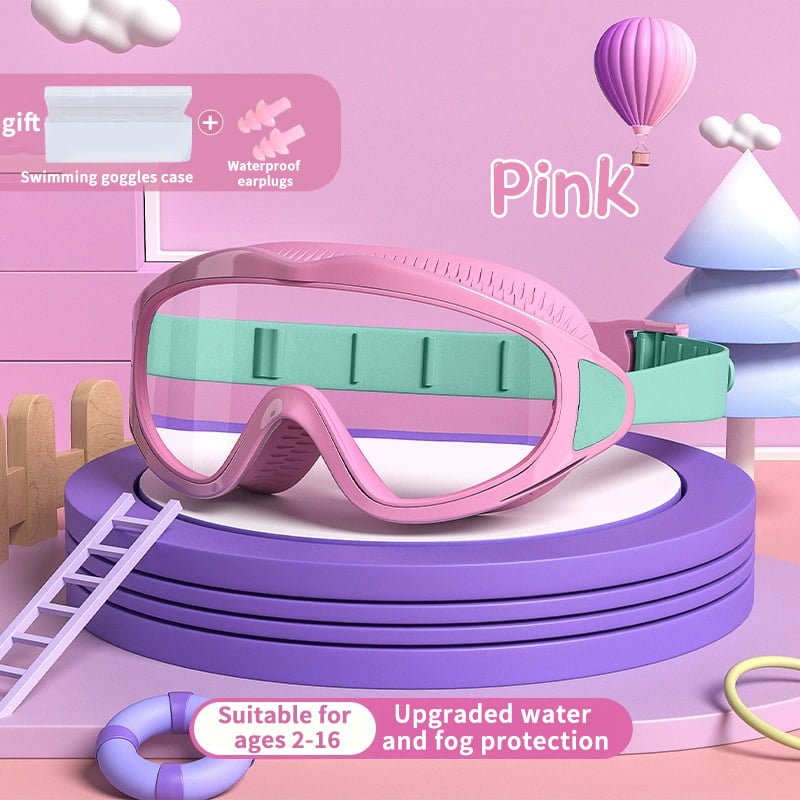 Kinder Schwimmbrille | Wasserdicht & Antibeschlag | UV-Schutz | Großer Rahmen | 6–14 Jahre