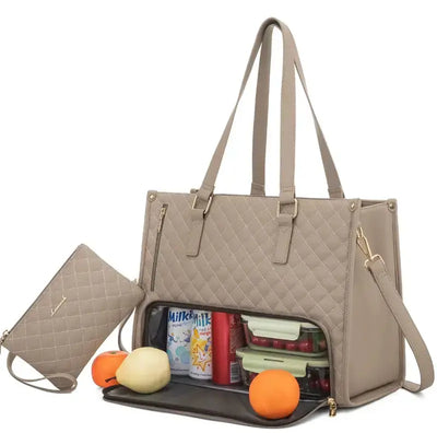 2-in-1 Isolierte Handtasche | Laptop- & Lunch-Tasche in einem | Mit Thermofach & Extra-Tasche | Wasserabweisend & Stylisch