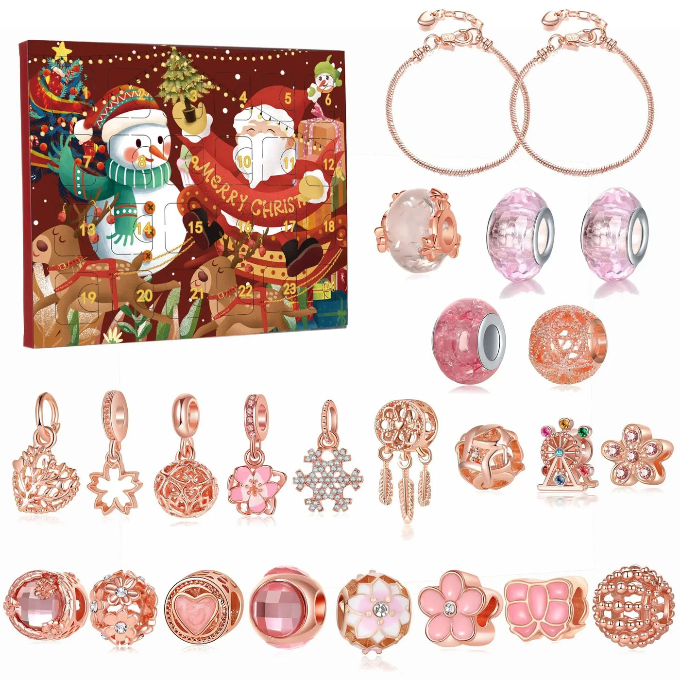 Adventskalender Schmuckset | DIY Weihnachts-Armband mit 24 Anhängern | Festliche Countdown-Idee