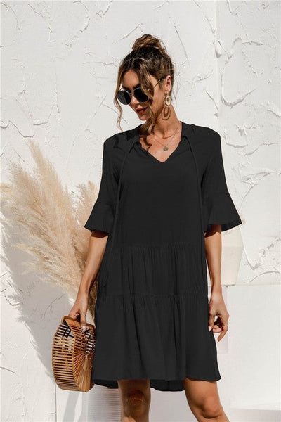 Ravenne® | Kurzärmeliges Rüschenkleid