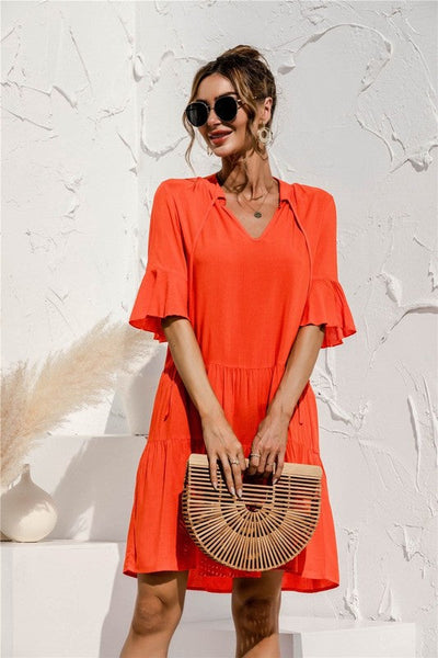 Ravenne® | Kurzärmeliges Rüschenkleid