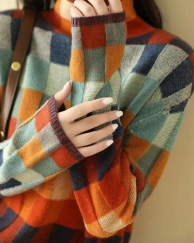 Ursula™ Kaschmir-Luxus-Rollkragenpullover aus Patchwork