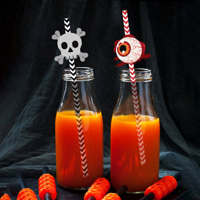 SchrecklicheStrohhalme™ Halloween Horror Papierstrohhalme (24 Stück)