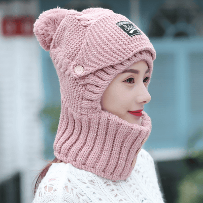 Damen Wintermütze mit Schal | 2-in-1 Set | Flauschiges Futter | Eine Größe