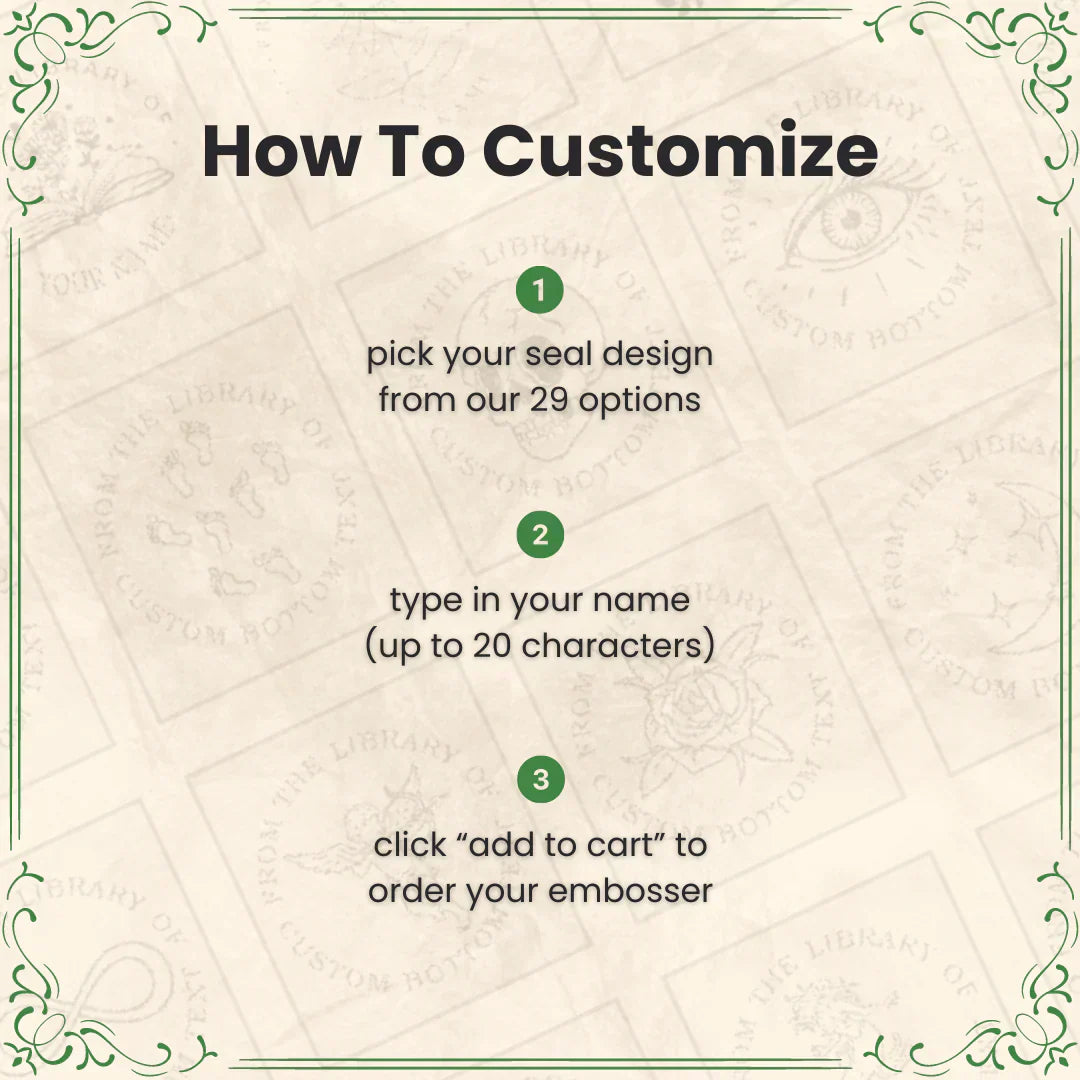 Personalisierter Buchprägestempel | Custom Book Embosser | Vintage Stil | Für Bücher, Umschläge & Sticker