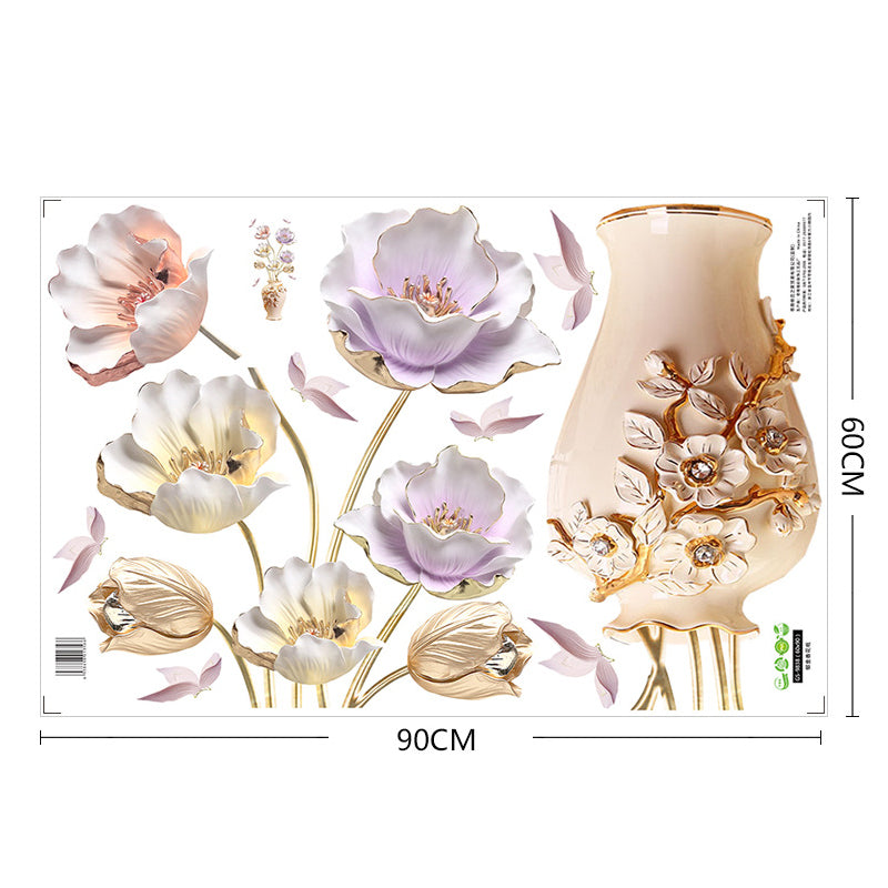 Blume Kreative Wanddekoration | 3D Effekt | Selbstklebend & Wiederverwendbar | PVC Wandsticker Set