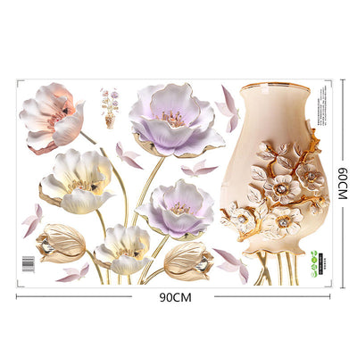 Blume Kreative Wanddekoration | 3D Effekt | Selbstklebend & Wiederverwendbar | PVC Wandsticker Set