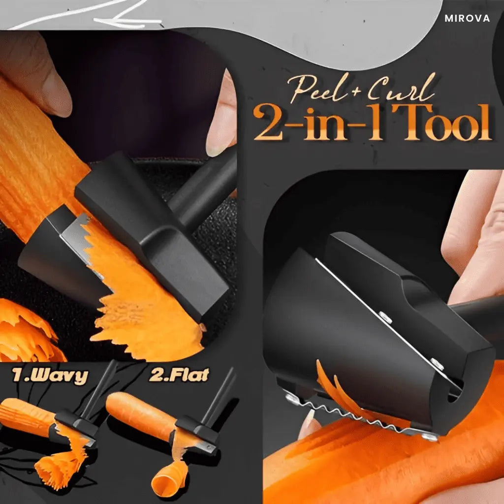 Gemüseschneider & Spiralschneider | Ergonomischer Karotten-Schäler & Curler | Edelstahlklinge