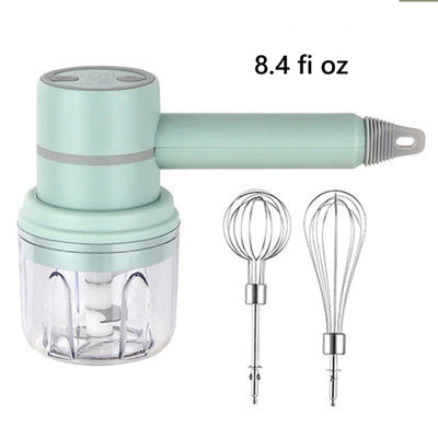 Kabelloser Handmixer | 3 Geschwindigkeiten | Wiederaufladbar | Edelstahlbesen