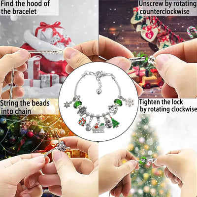 Adventskalender Schmuckset | DIY Weihnachts-Armband mit 24 Anhängern | Festliche Countdown-Idee