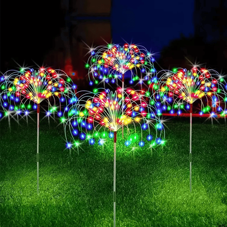 1+1 Gratis | Solar Feuerwerk Lichterkette | 90 LEDs | IP65 wasserdicht | Warmweiß & Bunt | Garten & Terrasse