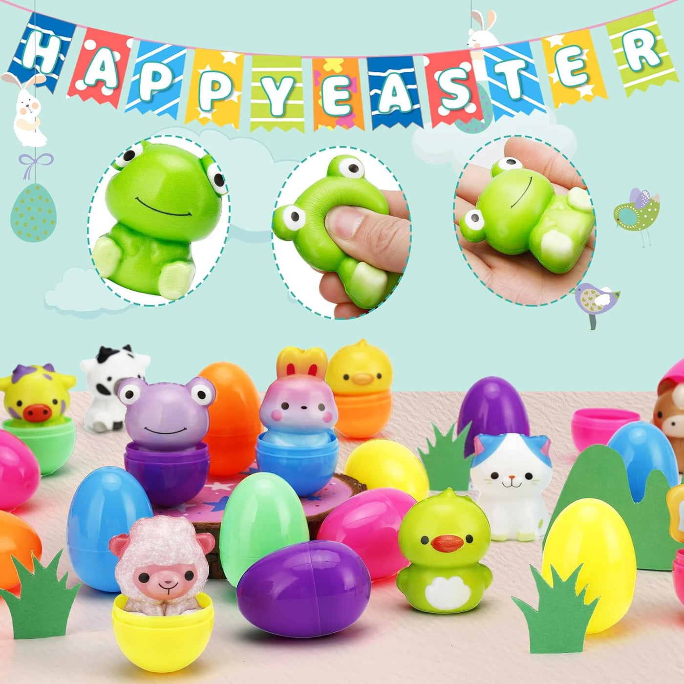 🔥Ostern Beste Geschenk 50% RABATT-🎁24 STÜCKE Gefüllte Oster Eier Langsam Aufsteigende Squishy Spielzeuge