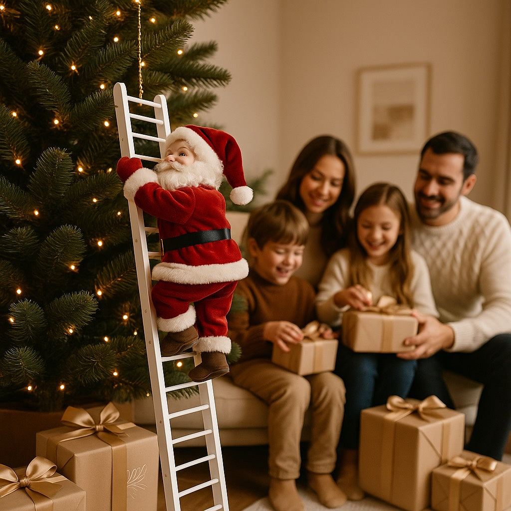 1+1 Gratis | Kletternder Weihnachtsmann | Bewegliche Weihnachtsdeko | Batteriebetrieben & Festlich | Für Innenräume