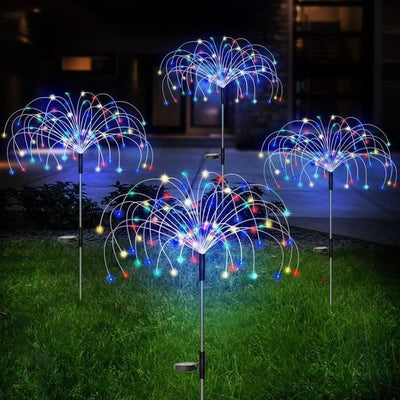 1+1 Gratis | Solar Feuerwerk Lichterkette | 90 LEDs | IP65 wasserdicht | Warmweiß & Bunt | Garten & Terrasse