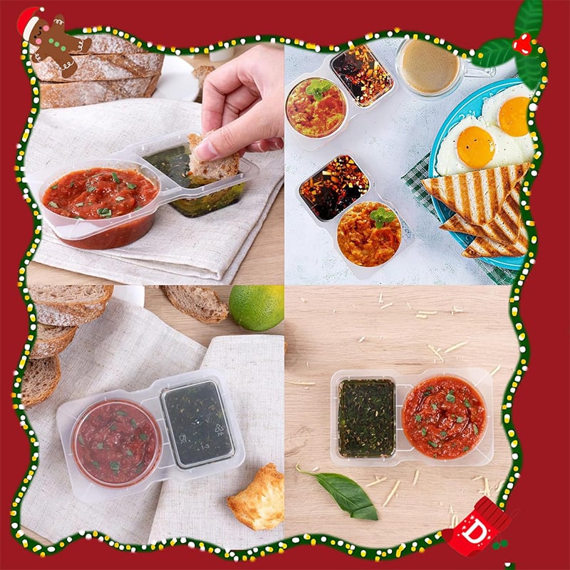 Soßen- & Dip-Behälter | Doppelkammer | Auslaufsicher & Wiederverwendbar