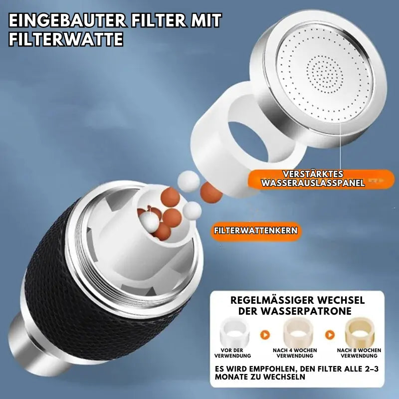 Wasserhahn Aufsatz | 360° drehbar | Antispritz-Design | Einfache Montage