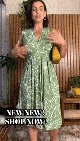 Damen Sommerkleid mit V-Ausschnitt | Tailliertes A-Linien Kleid | Ärmellos & figurbetont | Knielang