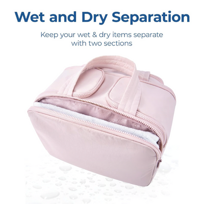 Damen Kulturtasche groß | Wasserdicht & Auslaufsicher | Leichtes Twill-Gewebe | 4 Fächer Reise-Organizer