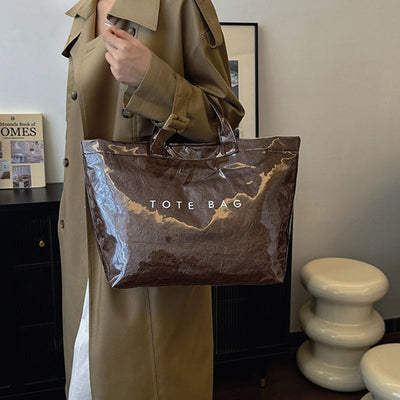 Damen Tragetasche | Große Tragetasche | Stylisch & Funktional | Kraftpapier & Polyester