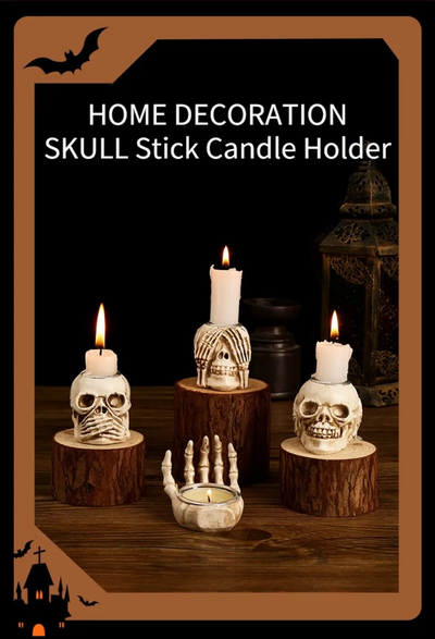 TotenkopfGlühen™ Skullight 3pc Halloween Schädel Kerzenständer Set