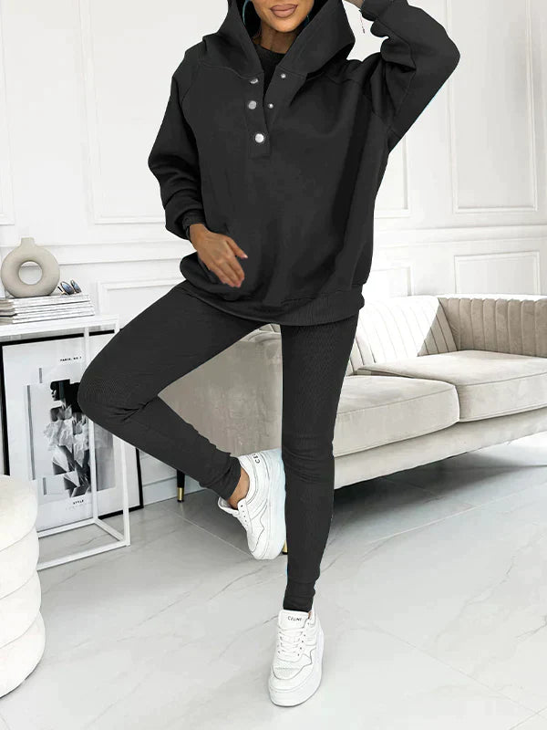 Damen Freizeitanzug Drei-teilig | Kapuzenjacke, Sweatshirt-Hose & Top | Weiches Material