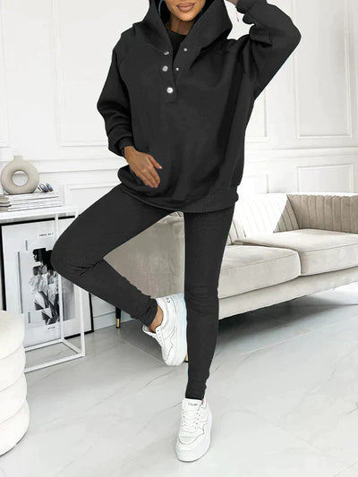 Damen Freizeitanzug Drei-teilig | Kapuzenjacke, Sweatshirt-Hose & Top | Weiches Material