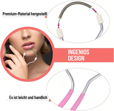 2+2 Gratis | Manueller Gesichtshaarentferner | Schmerzfreie Haarentfernung ohne Batterien | Edelstahl, tragbar & sanft zur Haut