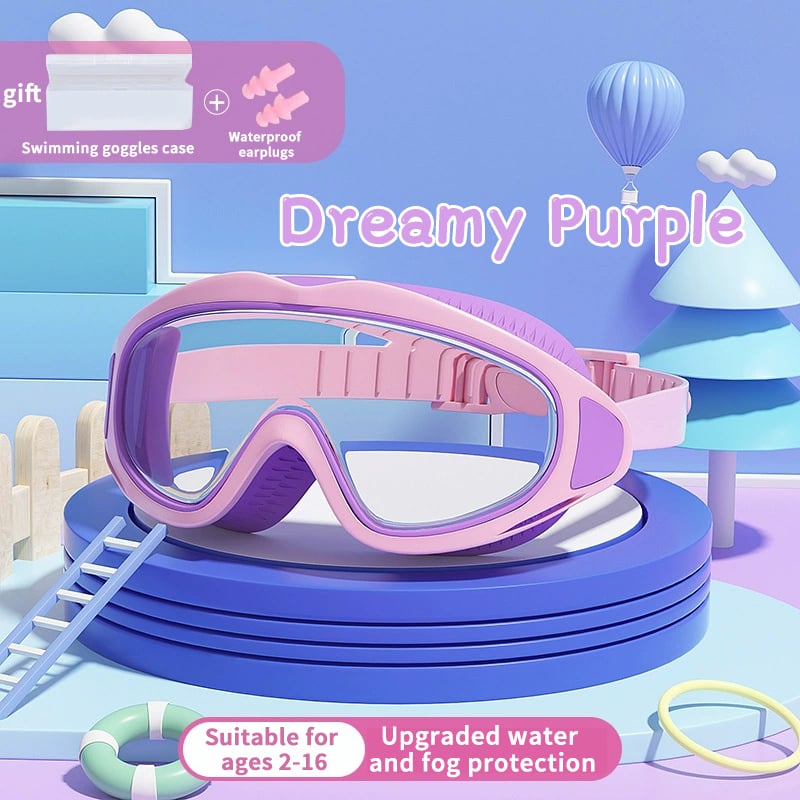 Kinder Schwimmbrille | Wasserdicht & Antibeschlag | UV-Schutz | Großer Rahmen | 6–14 Jahre