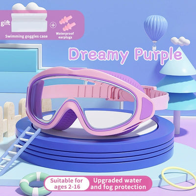 Kinder Schwimmbrille | Wasserdicht & Antibeschlag | UV-Schutz | Großer Rahmen | 6–14 Jahre