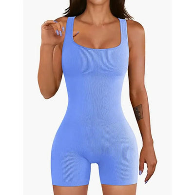 Romper Jumpsuit Damen | Figurbetonend & Elastisch | Ärmelos mit Eck-Dekolleté | Viele Farben